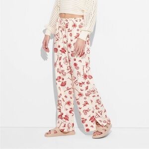 wild fable Women's Pull-On Linen Pants - Red Seashell L